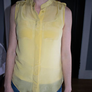 BR yellow silk sleeveless top